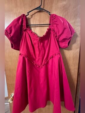 Torrid Red Dress Size 0 Puff Sleeve Sweetheart Neck Fit & Flare